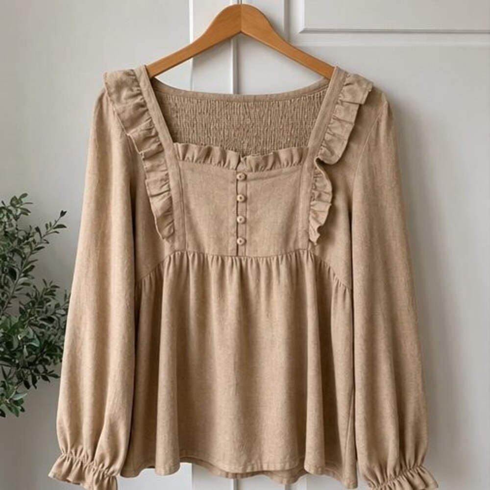 Camel Button Blouse